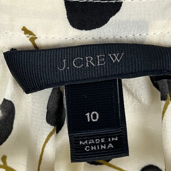 J. Crew Cherry Print Silk Top sz 10 Sleeveless Ruffle Ivory Capsule Office - Picture 5 of 10